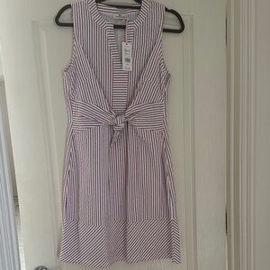 Vineyard Vines Firework Seersucker Tie Front  Striped Midi Dress